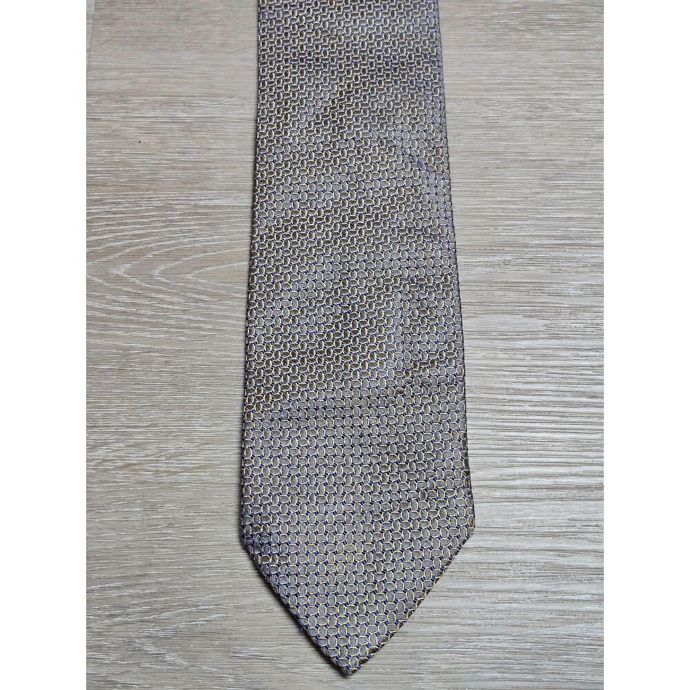 Joseph Abboud Silk Tie Blue Gold Geometric Dress
